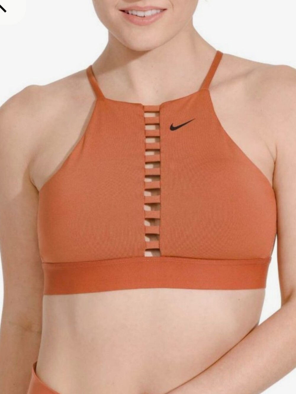 Nike Indy Lattice Dri Fit Light Support Sports Bra Terracotta Burnt Orange Rust